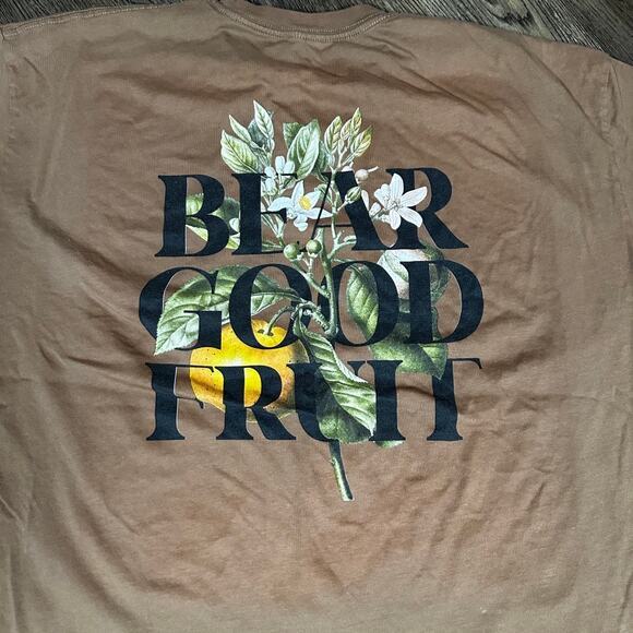 GLO GOD'S LOVE OVERCOMES Bear Good Fruit Unisex T-Shirt 2x Brown - Picture 4 of 5